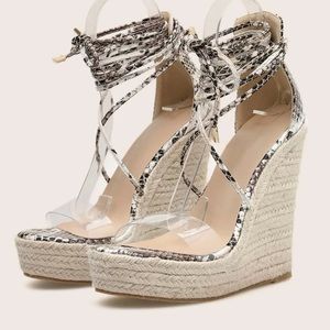 Open toe espadrille wedges